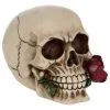 Beiger Totenschädel Mit Roter Rose 15cm -Halloween Tischdekoration Geschaft beiger totenkopf mit roter rose beiger totenschaedel mit roter rose antic skull with red rose 53389 01