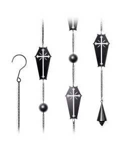 Sarg Mit Kreuz Metall Windspiel Hängedeko -Halloween Tischdekoration Geschaft coffin cross metall windspiel halloween und gothic wohnungsdeko und homeware coffin cross wind chime alchemy england 52749