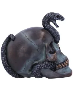 Schuppige Schlange In Totenkopf 19cm -Halloween Tischdekoration Geschaft das schicksal der schlange gothic schaedel 19cm serpentine fate gothic snake skull gothic deko totenkopf 53993 4