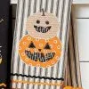 Gestreiftes Geschirrtuch Happy Halloween Kürbis -Halloween Tischdekoration Geschaft halloween geschirrtuch happy halloween kuerbis halloween dishtowel happy halloween pumpkins halloween homeware 53110