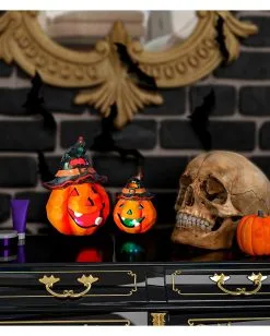 Halloween Kürbis Keramik Mit LED 12x9cm -Halloween Tischdekoration Geschaft halloween keramik kuerbis mit led ceramic halloween pumpkin w led halloween deko 51733 02