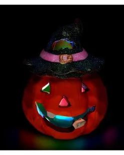 Halloween Kürbis Keramik Mit LED 12x9cm -Halloween Tischdekoration Geschaft halloween keramik kuerbis mit led ceramic halloween pumpkin w led halloween deko 51733 03