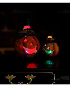 Halloween Kürbis Keramik Mit LED 12x9cm -Halloween Tischdekoration Geschaft halloween keramik kuerbis mit led ceramic halloween pumpkin w led halloween deko 51733 04