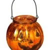Kürbis Glas Laterne Für Halloween 14cm -Halloween Tischdekoration Geschaft halloween kuerbis laterne glas 14cm orange mercury glass pumpkin hochwertige halloween deko 52545