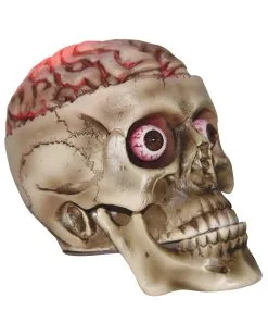 Halloween Totenschädel Mit Blutigem LED Gehirn 19cm -Halloween Tischdekoration Geschaft halloween totenkopf mit blutigem led gehirn halloween skull with bloddy led brain halloween deko 53917 02