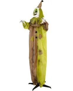 Horror Clown Standfigur Mit Leuchtaugen 180cm -Halloween Tischdekoration Geschaft lebensgrosse horror clown figur mit licht 180cm life size horror clown figure with light halloween standfigur clown 53363 2