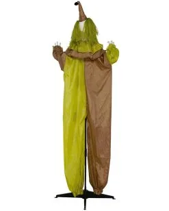 Horror Clown Standfigur Mit Leuchtaugen 180cm -Halloween Tischdekoration Geschaft lebensgrosse horror clown figur mit licht 180cm life size horror clown figure with light halloween standfigur clown 53363 3