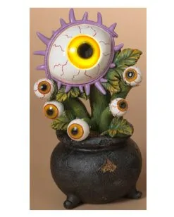 Pflanze Mit Leuchtendem Augapfel In Hexenkessel 22cm -Halloween Tischdekoration Geschaft leuchtende augapfel pflanze in hexenkessel 22cm lighted resin potted halloween critter in cauldron fleischfressende pflanze deko 54268 2