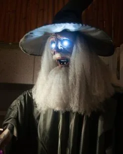 Mittelalterlicher Zauberer Halloween Animatronic 190cm -Halloween Tischdekoration Geschaft mittelalterlicher magier halloween animatronic medieval wizard halloween animatronic halloween dekoration 53778 05