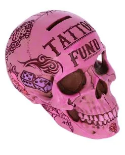 Pinke Tattoo Fund Totenschädel Spardose -Halloween Tischdekoration Geschaft pinke tattoo fund totenkopf spardose pinke tattoo fund money box totenschaedel geschenkartikel 54552 06