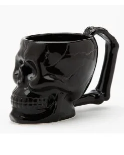 Schwarze Totenschädel Tasse Mit Knochenhenkel