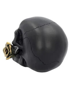 Schwarzer Totenschädel Mit Goldener Rose 15cm -Halloween Tischdekoration Geschaft schwarzer totenkopf mit goldener rose black skull with golden rose gothic deko gothic totenkopf 54621 04