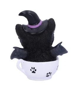 Schwarzes Hexen Kätzchen Mit Hexenbesen In Teetasse -Halloween Tischdekoration Geschaft schwarzes hexen kaetzchen in teetasse blck witch cat in tea cup halloween tichsdeko halloween figur 50723 03