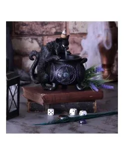 Spite's Hexenkessel Backflow Räucherkegelhalter -Halloween Tischdekoration Geschaft spites hexenkessel raeucherkegelhalter gothic und halloween wohnungsdeko cat with cauldron backflow incense burner 51792 5