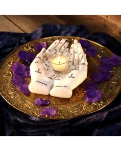 Weiße Chiromantie-Hände Teelichthalter -Halloween Tischdekoration Geschaft weisse handlese haende kerzenhalter weisse chiromantie haende teelichthalter 51058 07