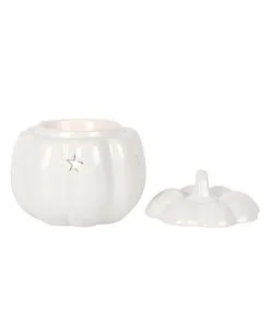 Weiße Halloween Kürbis Duftlampe -Halloween Tischdekoration Geschaft weisse jack o lantern kuerbis duftlampe white jack o lantern pumpkin oil burner halloween tischdeko 53767 03