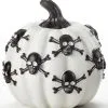 Kürbis Mit Totenschädeln Weiß 13cm -Halloween Tischdekoration Geschaft weisser kuerbis mit totenkoepfen 13cm white pumpkin with skulls halloween kuerbis deko 54696